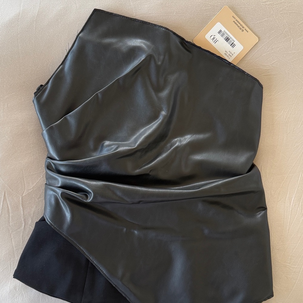 Black Faux Leather Tube Top NWT